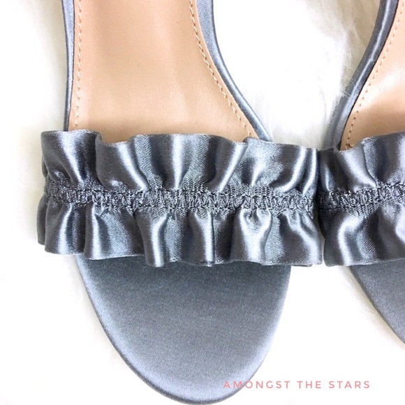 Steve Madden Sundaze Satin Grey Ruffle Heels - Picture 4 of 7